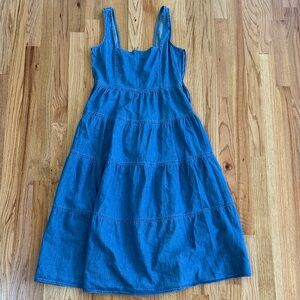 J.Crew Light Blue Denim Smocked Back Dress NWOT boho